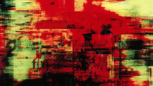 Loop motion video of colored grunge texture distortion background. 4K quality footage