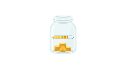 Jar with stacked gold coins inside. © tompel