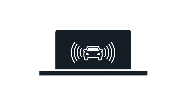 Laptop with car on screen.