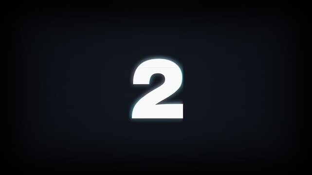 Digital Countdown Clock Five Seconds Glitch Effect