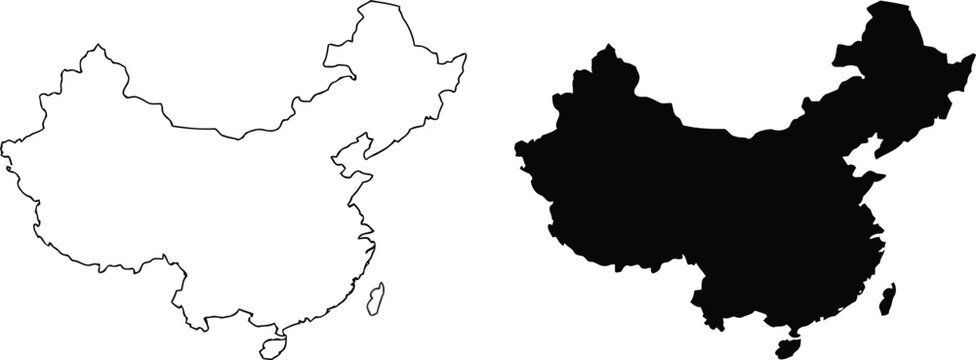China country map outline and vector illustration.