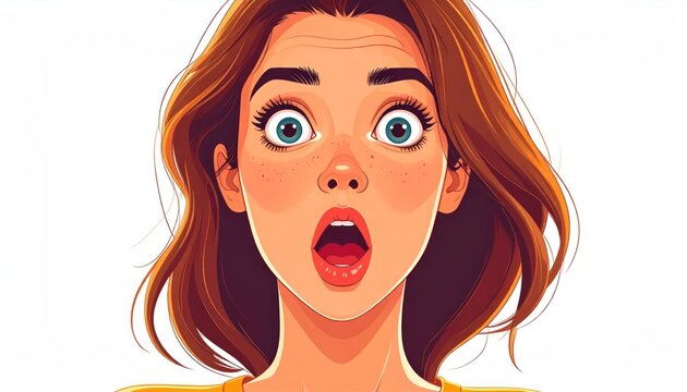 Surprised Woman with Wide Eyes and Open Mouth.