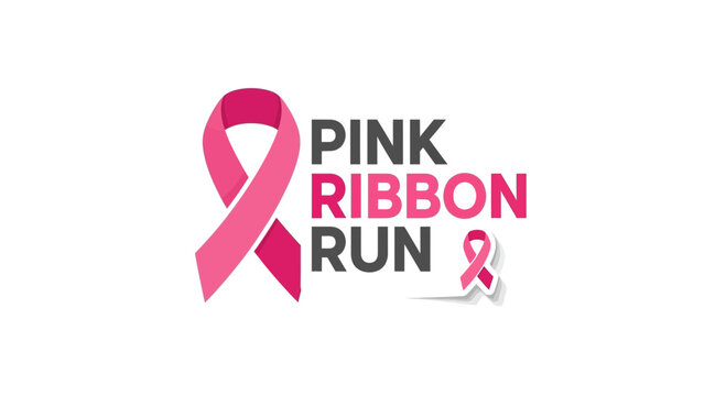 Pink Ribbon Run: A Vibrant Logo for Breast Cancer Awareness and Fundraising Events