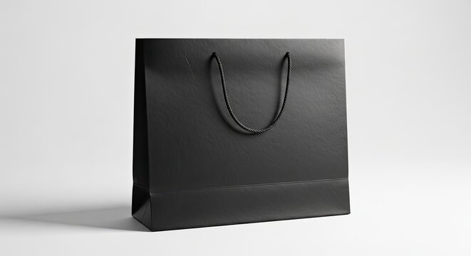 Black paper bag mockup realistic retail branding presentation design