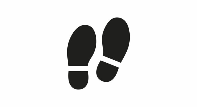 Black Footprint Shoe Icon Symbol.