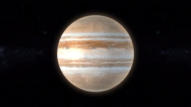 Realistic Rotating Jupiter Loop, Planet Animation in Space HD Background