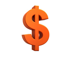 Obraz premium Bright orange dollar sign 3d symbol standing out
