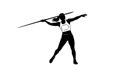 Fototapeta premium Javelin throw female silhouette vector athletics pose