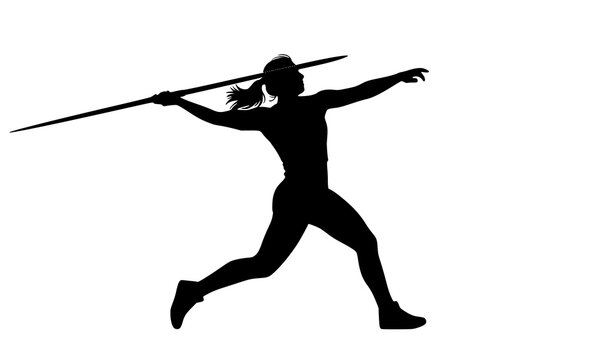 Female javelin thrower silhouette vector athletics action