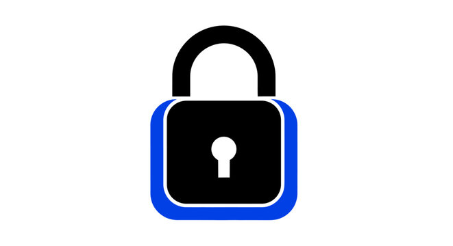 Minimalist digital padlock illustration with keyhole in a secure and protected graphic
