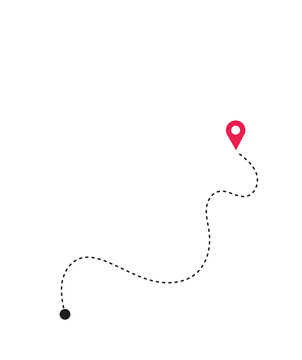 Curved Dotted Route with Location Pin &ndash; GPS Navigation Path Start to Destination Concept