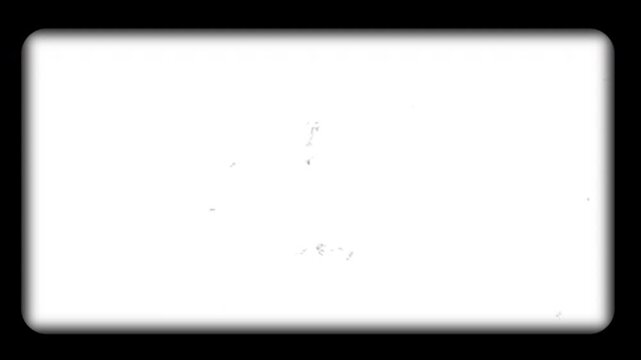 Vintage film frame overlay effect featuring dynamic dirt, heavy grain, dark vignette borders, and flickering scratches on a blank white screen for retro cinematic video projects and nostalgic designs