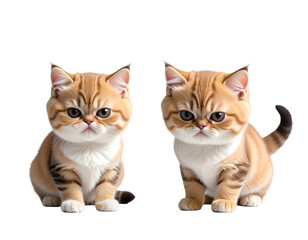 Fototapeta premium Chibi calico and ginger cat cubes: angry jho style full shot pair
