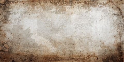 Obraz premium An aged brown parchment paper texture with a dirty grunge wall effect and vintage rust patterns creates a rough ancient backdrop for a blank antique surface design
