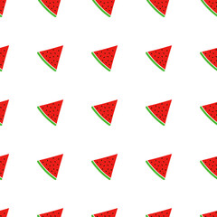 Obraz premium Seamless pattern of watermelon slices isolated on transparent background