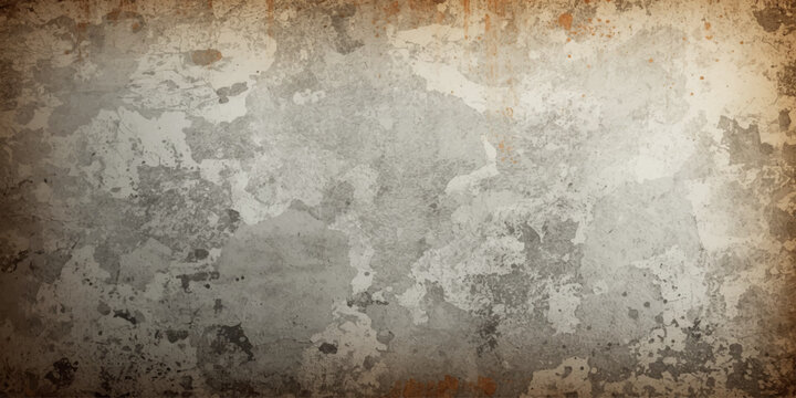 An old grungy metal and concrete wall texture with a rough aged surface featuring antique rust and brown paint patterns on a vintage industrial backdrop