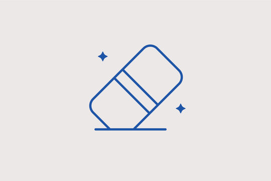 Pink eraser block line icon for correcting pencil drawings and artistic sketching errors. Functional Vector Illustration for school supply kits and creative drafting guides.