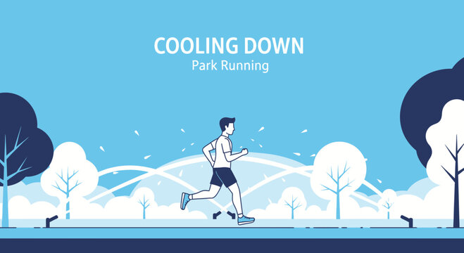 Runner Cooling Down After Workout in the Park Perfecting Health And Wellness, With Trees