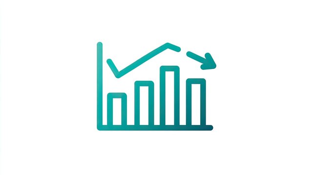 Icon graphic illustrates fluctuating data trends with an eventual downturn shown by a downward pointing arrow