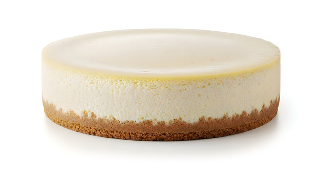 Classic plain new york style cheesecake on a graham cracker crust with cheesecake, homemade