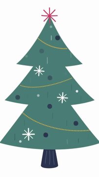 Animated Christmas Tree with Snowflakes and Star.