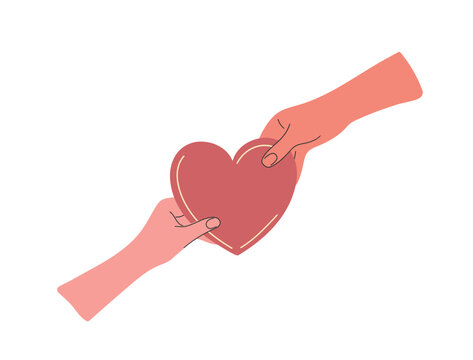 Hands Sharing a Heart Charity Illustration