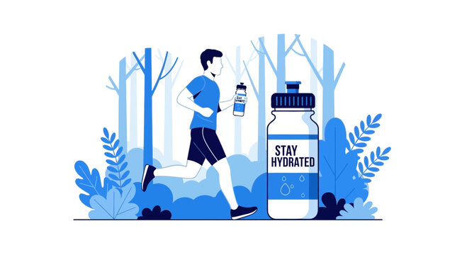 Runner Hydrating During Exercise, Staying Refresh, Healthy Lifestyle, Fitness and Wellness Concept