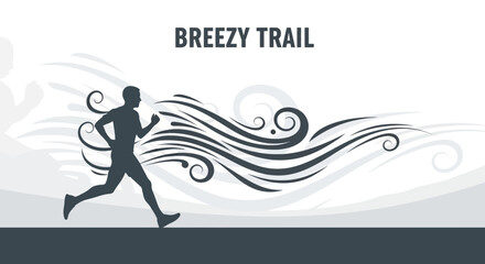 Obraz premium Runner Moving Forward With Windy Trail, Silhouette Style Suitable For Advertisement