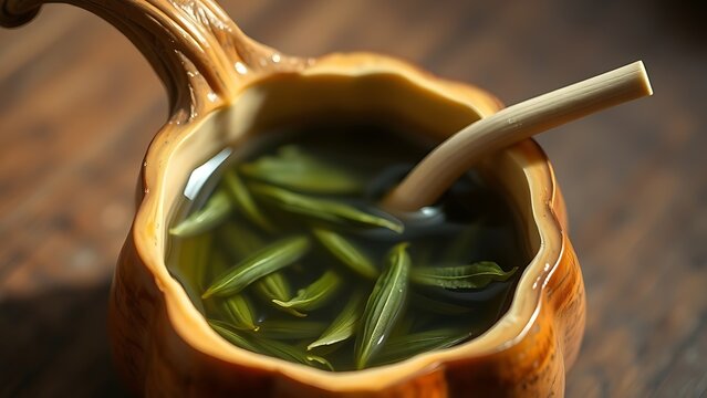 traditonal. A traditional mate gourd with yerba mate leaves and a bombilla straw inside. bar promotions, beverage menus, designed for product packaging and bar promotions, inspires menu design.