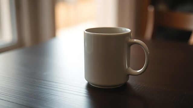americano. Coffee mug on a dark wooden table in warm morning light. bar promotions, beverage menus, designed for product packaging and bar promotions, enhances appetite appeal.