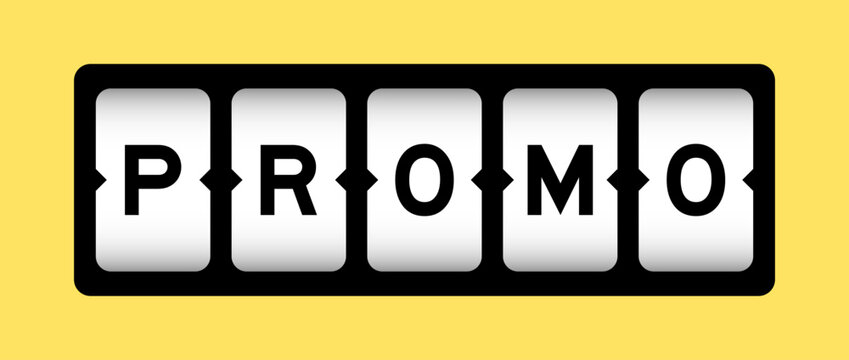 Black color in word promo on slot banner with yellow color background