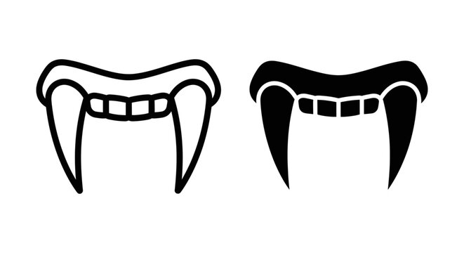 Vampire fangs icon set, vector illustration of sharp teeth