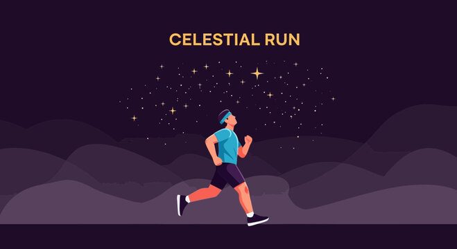 Runner's Stellar Escape a Nighttime Dream of Running Toward the Stars, No Limits