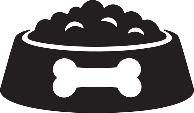 Dog food bowl with bone icon simple illustration for pets