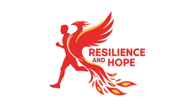 Running Figure With Phoenix Wings Symbolizing Resilience And Hope