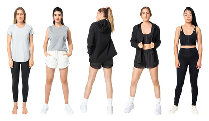 Fototapeta premium PNG Diverse women in athletic wear on transparent background