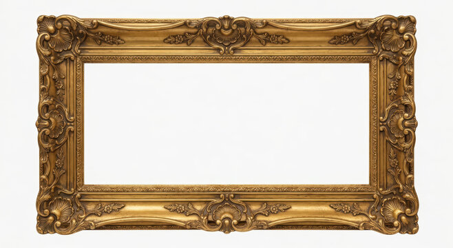 Cornice dorata in stile antico con finiture barocche. Generative AI 