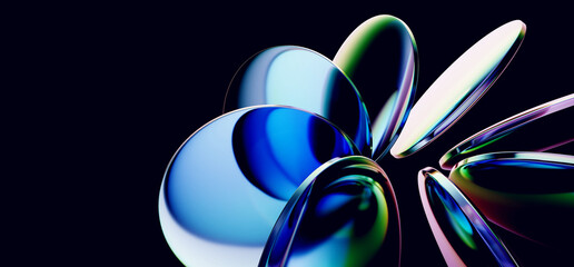 Obraz premium Smooth lens discs with colorful light refraction with iridescent effect
