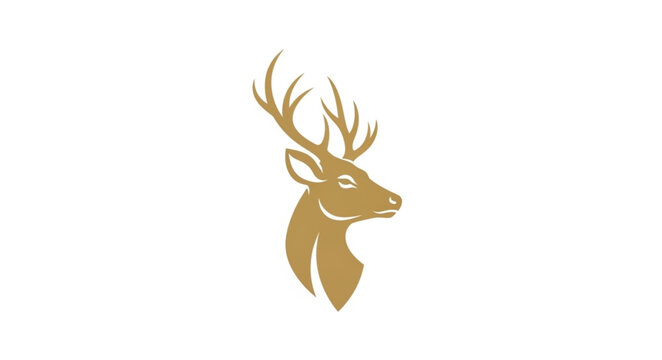 Golden Deer Head Silhouette with Antlers.