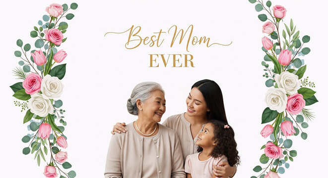 Multi-generational family celebrating Mother's Day