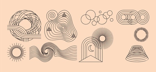 Abstract topographic wave line art, minimalist landscape contour vector sketch, hand drawn organic wave pattern, creative geography map design asset, elegant nature contour line illustration, minimali © Geetaroy