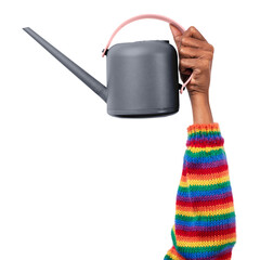 Png hand mockup holding gray watering can gardening tool © Rawpixel.com