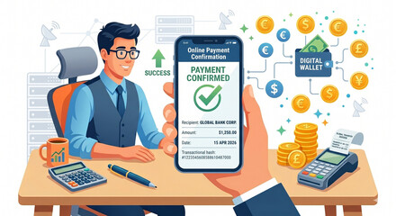 Fototapeta premium Online Payment Confirmation on Smartphone
