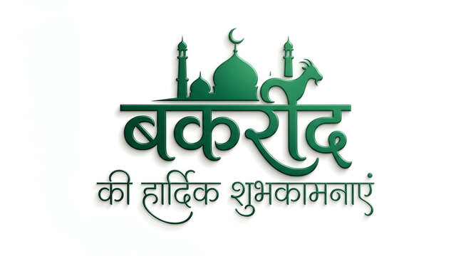 Eid al adha muslim bakrid festival typography on background.

