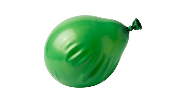 Green balloon tied up isolated on transparent background