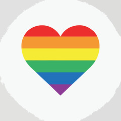Fototapeta premium A rainbow-colored heart symbol with a white background and a brush stroke border