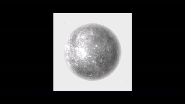 Realistic Rotating Mercury Loop, Planet Animation in Space HD Transparent Background with gradient around the object