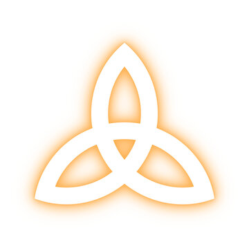neon orange gold trinity symbol - isolated sign no background