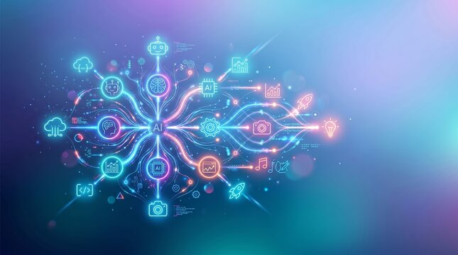 Ai workflow abstract background featuring artificial intelligence data flow and digital workflow connection concept in futuristic tech environment