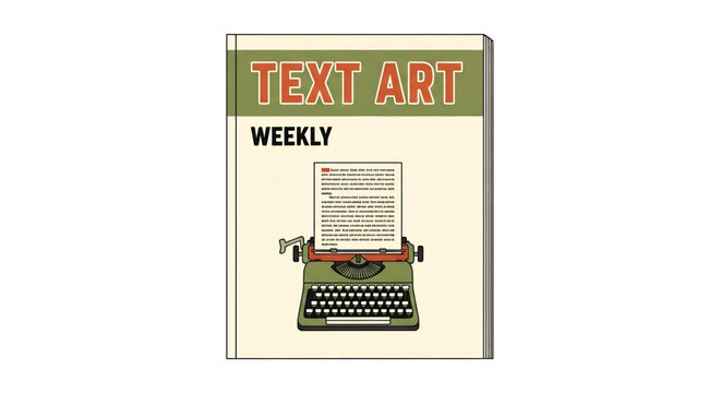 Magazine cover with typewriter theme representing vintage writing and publishing.
